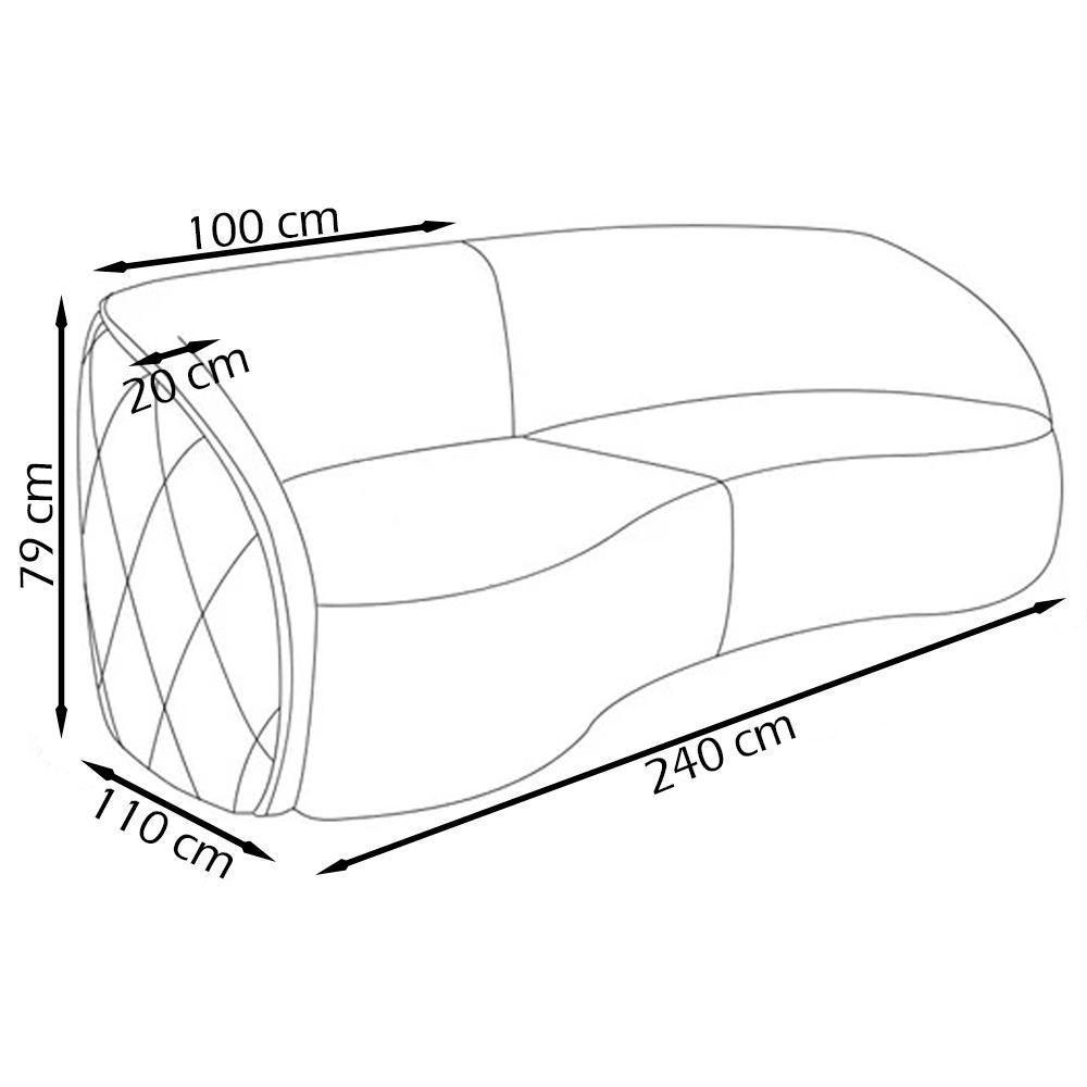 Sofa 3 Lugares 240 Cm Passion Veludo Sl 940 Moll Sl 940 - 7