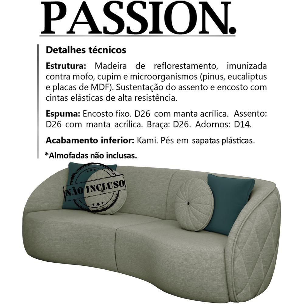 Sofa 3 Lugares 240 Cm Passion Linho Tce 1026 Moll Tce 1026 - 7