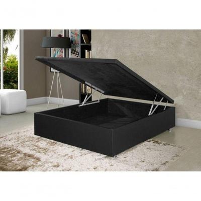 Cama Box Baú Casal Preto Suede 42x138x188