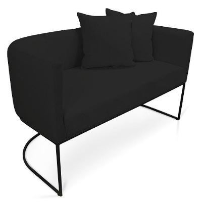 Namoradeira 02 Lugares Linho Metálica Preto Cor A79 Preto