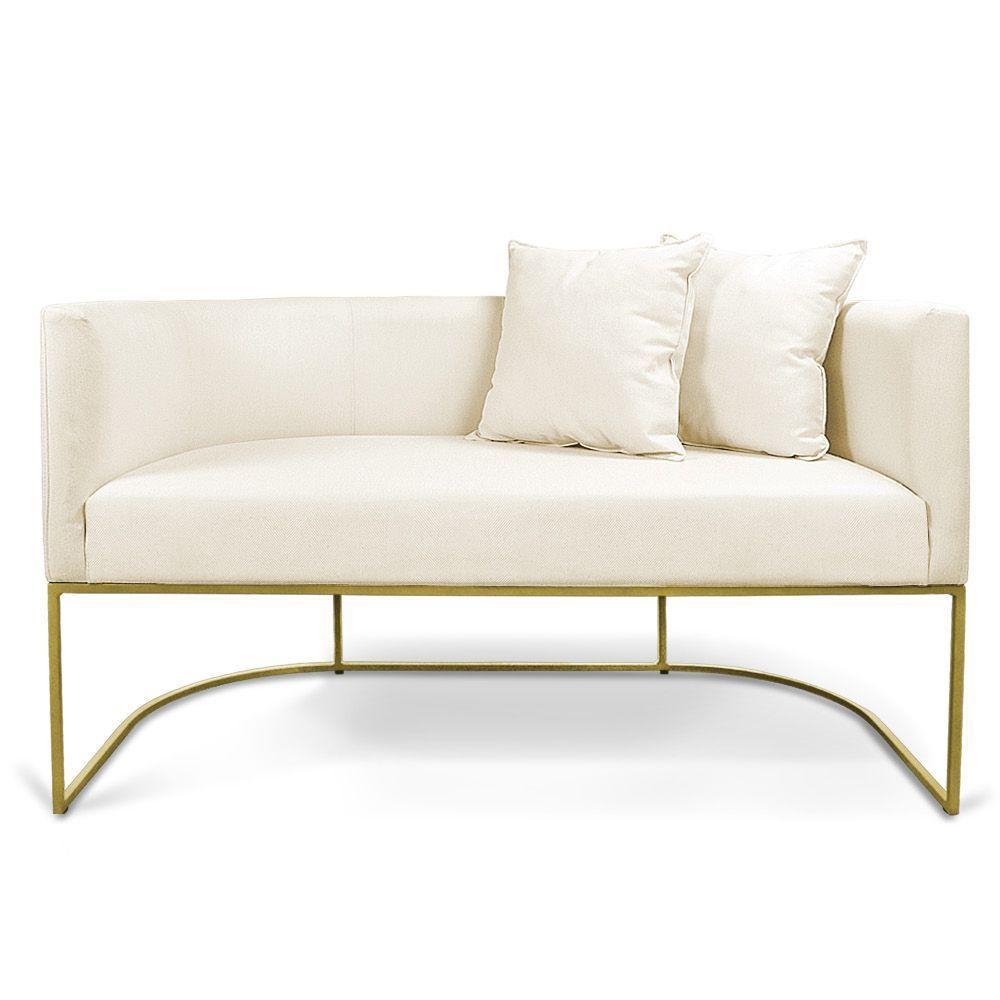 Namoradeira 02 Lugares Linho Metálica Dourado Cor Grosso Bege - 5