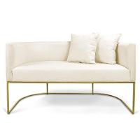 Namoradeira 02 Lugares Linho Metálica Dourado Cor Grosso Bege - 5