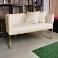 Namoradeira 02 Lugares Linho Metálica Dourado Cor Grosso Bege - 6