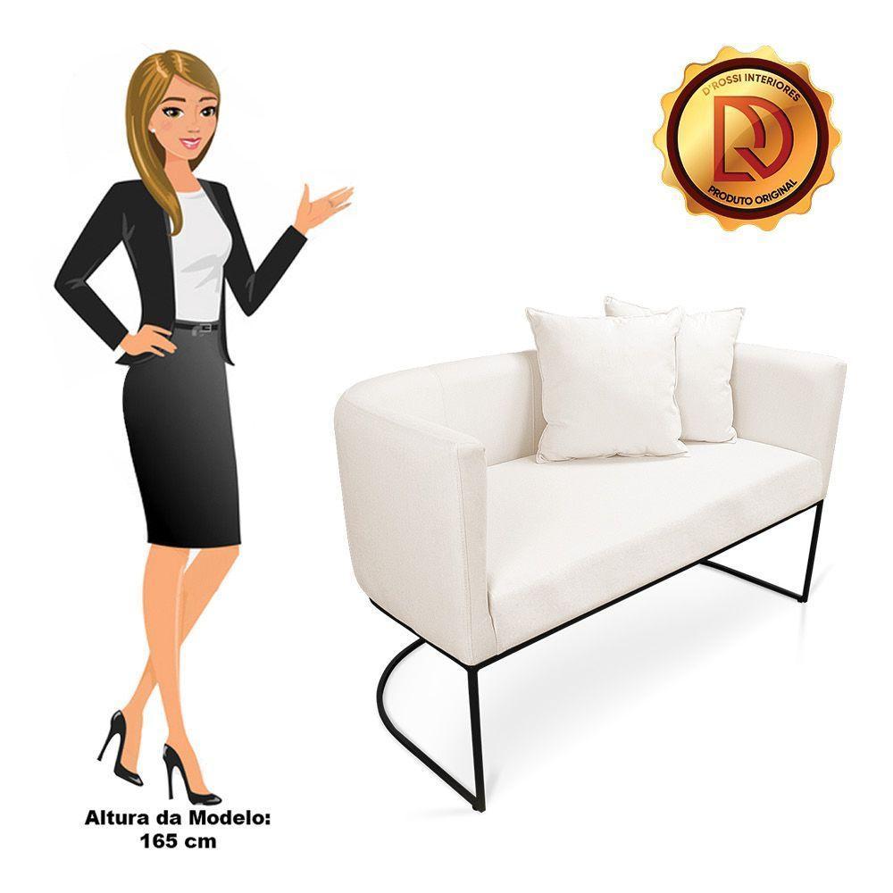 Namoradeira 02 Lugares Linho Areia A27 Metálica Preto - 3