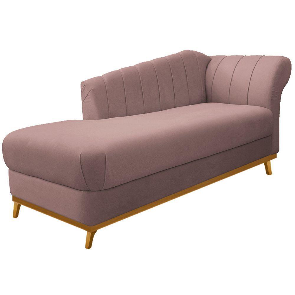 Diva Recamier Vanessa 160cm Lado Esquerdo Linho - Doce Sonho Móveis Cor Rosê - 1
