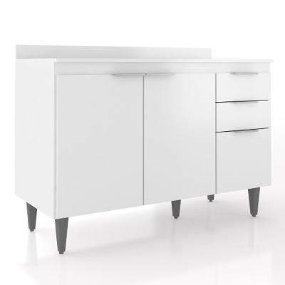 Balcão De Cozinha Com Tampo 120cm Pérola Branco Z34 - Mpozenato