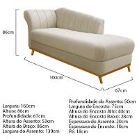 Diva Recamier Vanessa 160cm Lado Direito Linho - Doce Sonho Móveis Cor Bege - 5