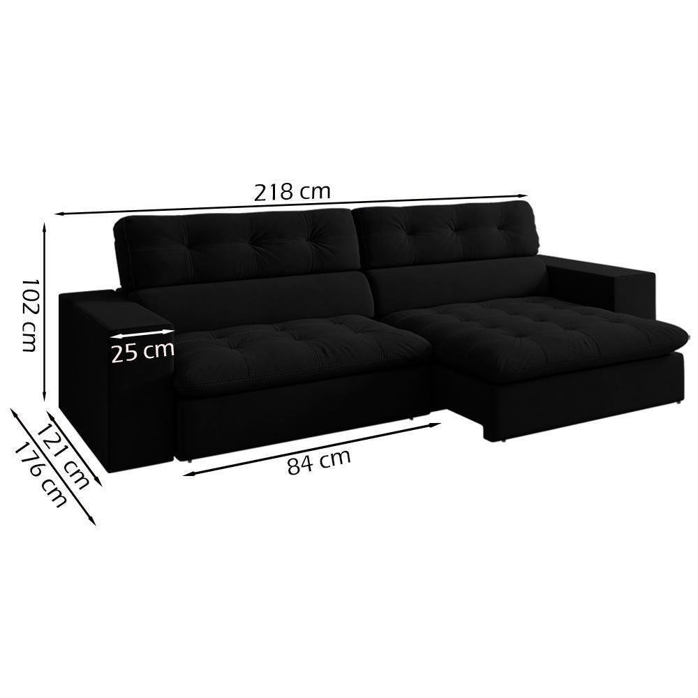 Sofa Retratil E Reclinavel 3 Lugares 218 Cm Eldorado Sl 944 Veludo Moll Sl 944 - 10