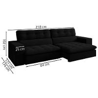 Sofa Retratil E Reclinavel 3 Lugares 218 Cm Eldorado Sl 944 Veludo Moll Sl 944 - 13