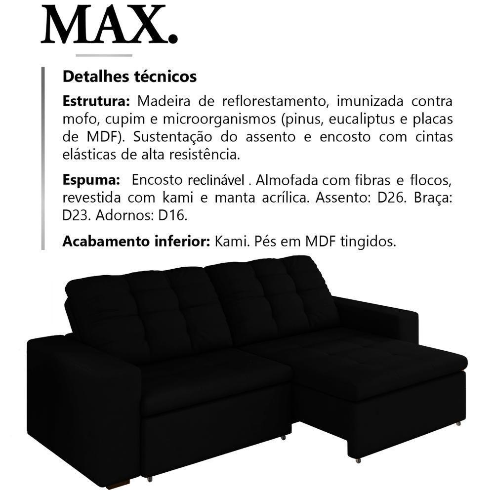 Sofa Retratil E Reclinavel 210 Cm Max Veludo Sl 944 Moll Sl 944 - 9
