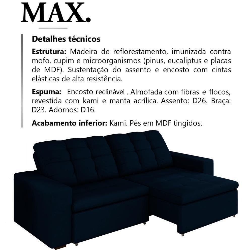 Sofa Retratil E Reclinavel 210 Cm Max Veludo Sl 948 Moll Sl 948 - 9