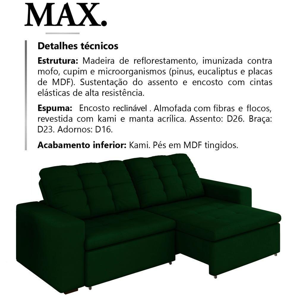 Sofa Retratil E Reclinavel 210 Cm Max Veludo Sl 947 Moll Sl 947 - 9