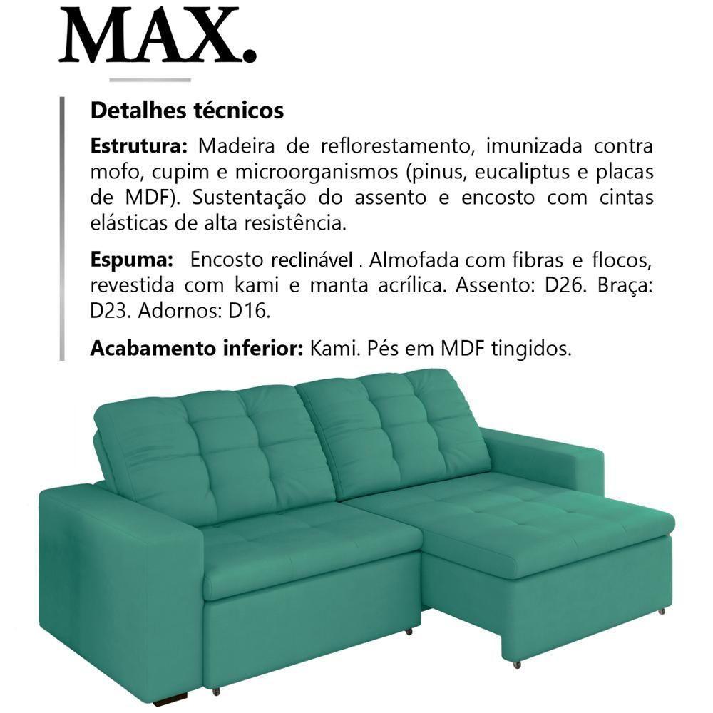 Sofa Retratil E Reclinavel 210 Cm Max Veludo Sl 946 Moll Sl 946 - 9