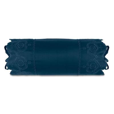 Almofada em Rolo Bordados Cetim 300 Fios Âme Azul com Algodão e Brilho Intenso Altenburg