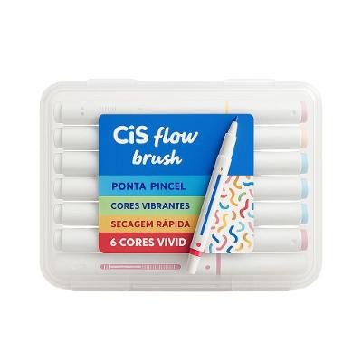 Marcador Criativo Flow 2 Pontas Cis 6 Cores Vivid