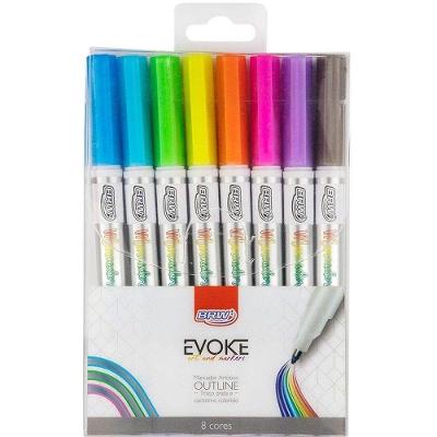 Marcador Artístico Outline 8 Cores Evoke Brw