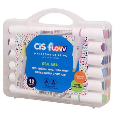 Marcador Criativo Flow 2 Pontas Cis 12 Cores