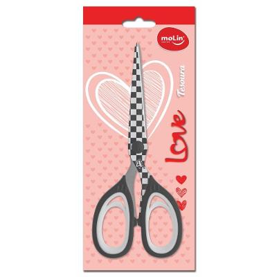 Tesoura Xadrez Black And White Love Office 18cm Molin