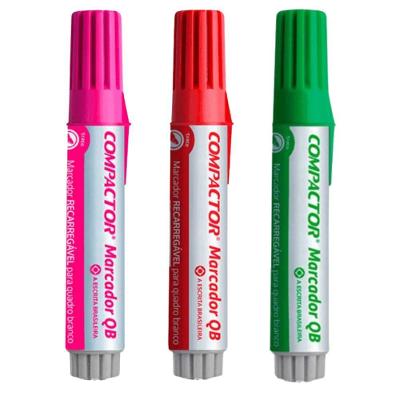Kit 3 Pincel Marcador Quadro Branco Recarregável Qb Compactor