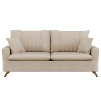 Sofá 160Cm 2 Lugares Com Almofadas Pés Curvos Veras Suede D05 Bege Claro - Mpozenato - 1