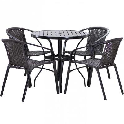 Kit Mesa 1m + 4 Cadeiras Alumínio Jardim Piscina Tabaco