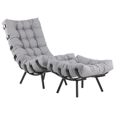 Poltrona Costela + Puff Almofada Em Alumínio Preto