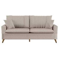 Sofá 160Cm 2 Lugares Com Almofadas Pés Curvos Veras Linho D05 Bege - Mpozenato - 1