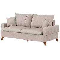 Sofá 160Cm 2 Lugares Com Almofadas Pés Curvos Veras Linho D05 Bege - Mpozenato - 3