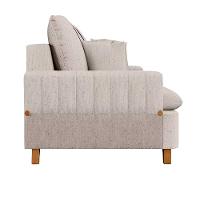 Sofá 160Cm 2 Lugares Com Almofadas Pés Curvos Veras Linho D05 Bege - Mpozenato