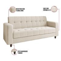 Sofá 03 Lugares Arezzo Linho Bege A19 Pés Chanfrado Marrom - D'rossi - 3