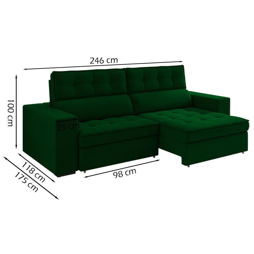 Sofa Retratil E Reclinavel 3 Lugares 246 Cm Evidence Sl 947 Veludo Moll Sl 947 - 3