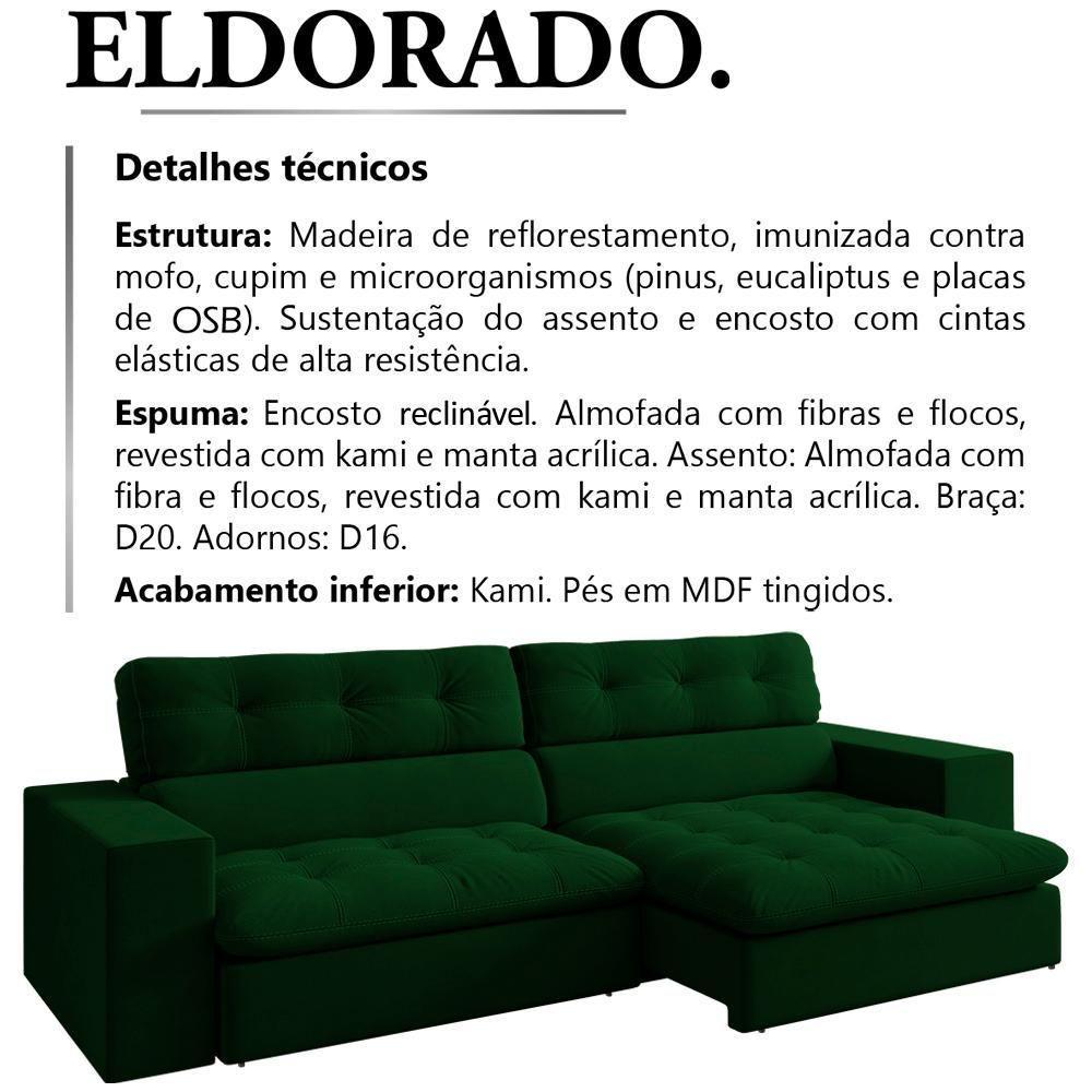 Sofa Retratil E Reclinavel 3 Lugares 218 Cm Eldorado Sl 947 Veludo Moll Sl 947 - 9