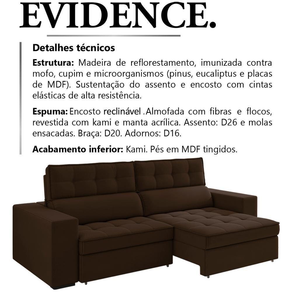 Sofa Retratil E Reclinavel 3 Lugares 218 Cm Evidence Sl 942 Veludo Moll Sl 942 - 9