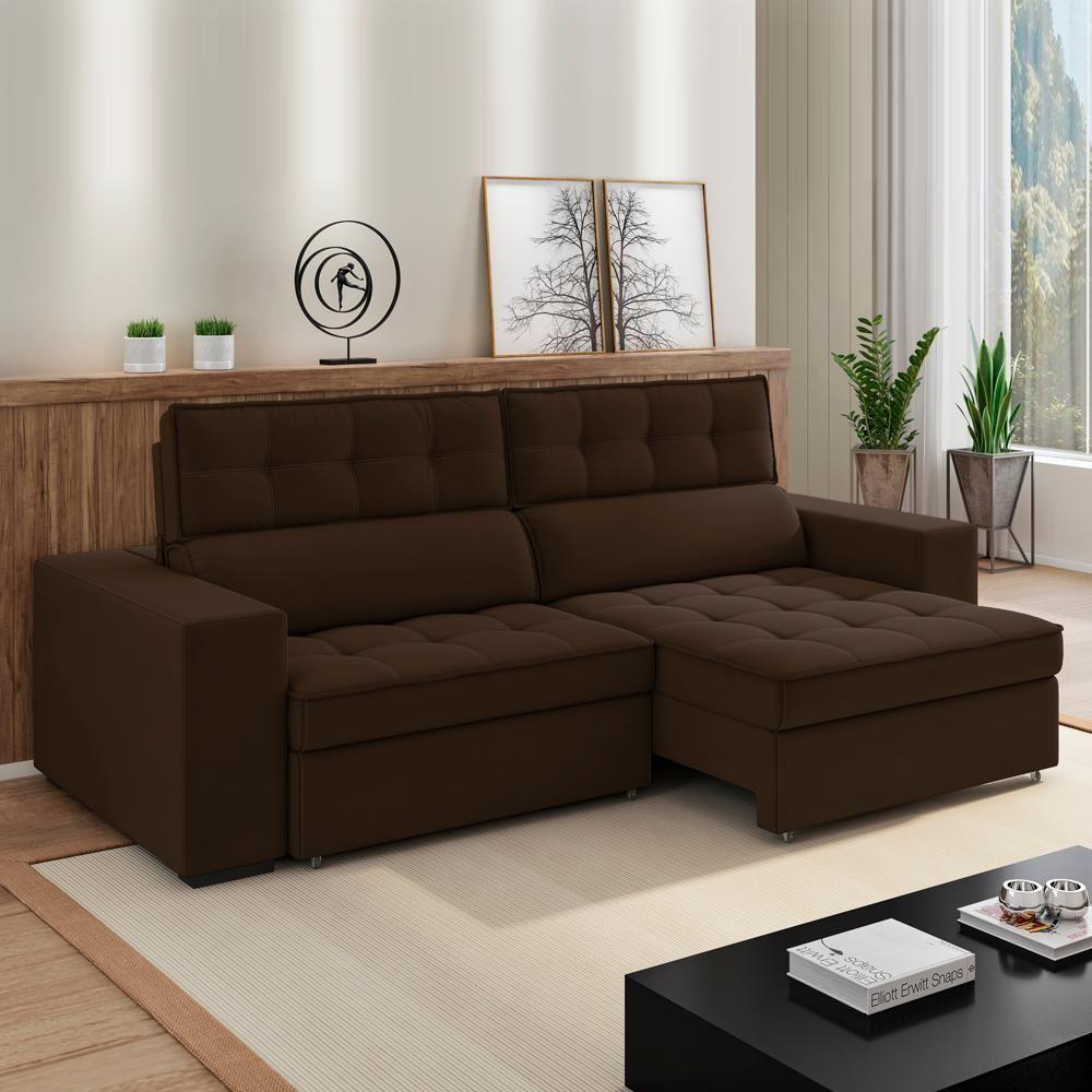 Sofa Retratil E Reclinavel 3 Lugares 218 Cm Evidence Sl 942 Veludo Moll Sl 942 - 10