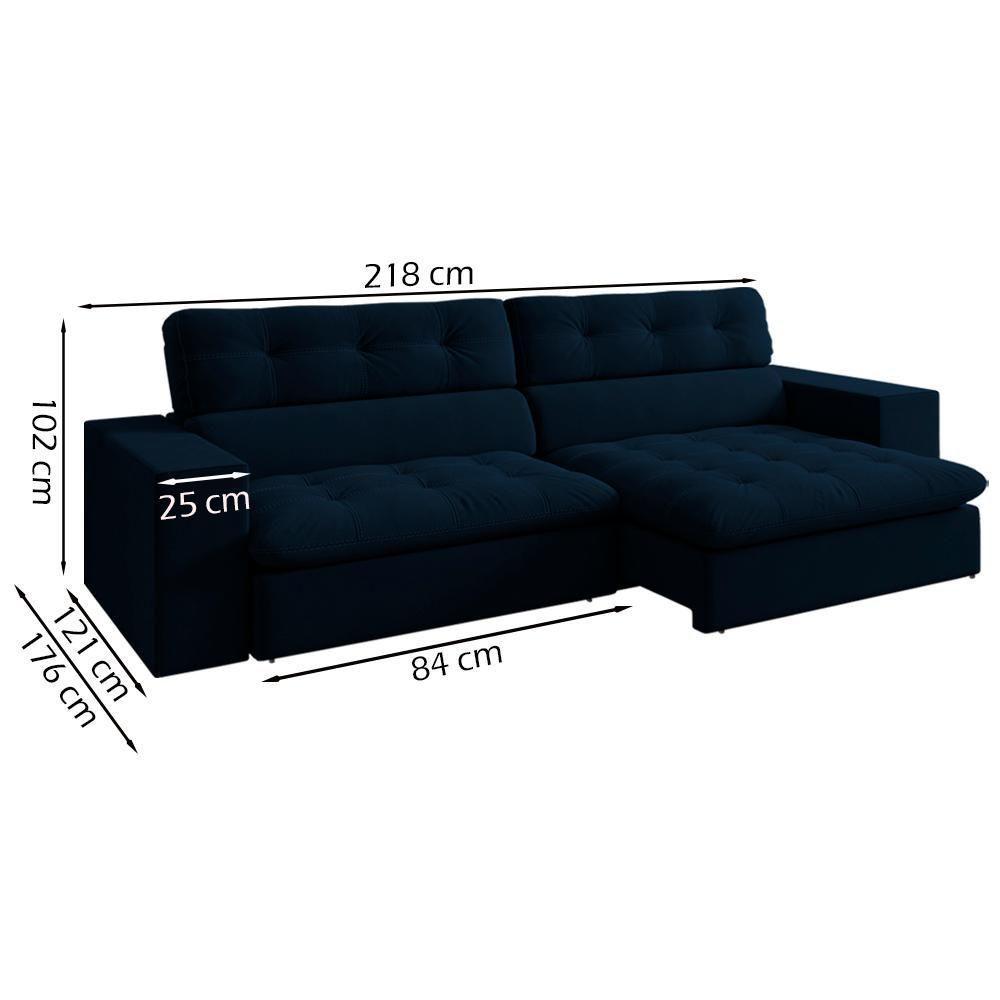 Sofa Retratil E Reclinavel 3 Lugares 218 Cm Eldorado Sl 948 Veludo Moll Sl 948 - 8