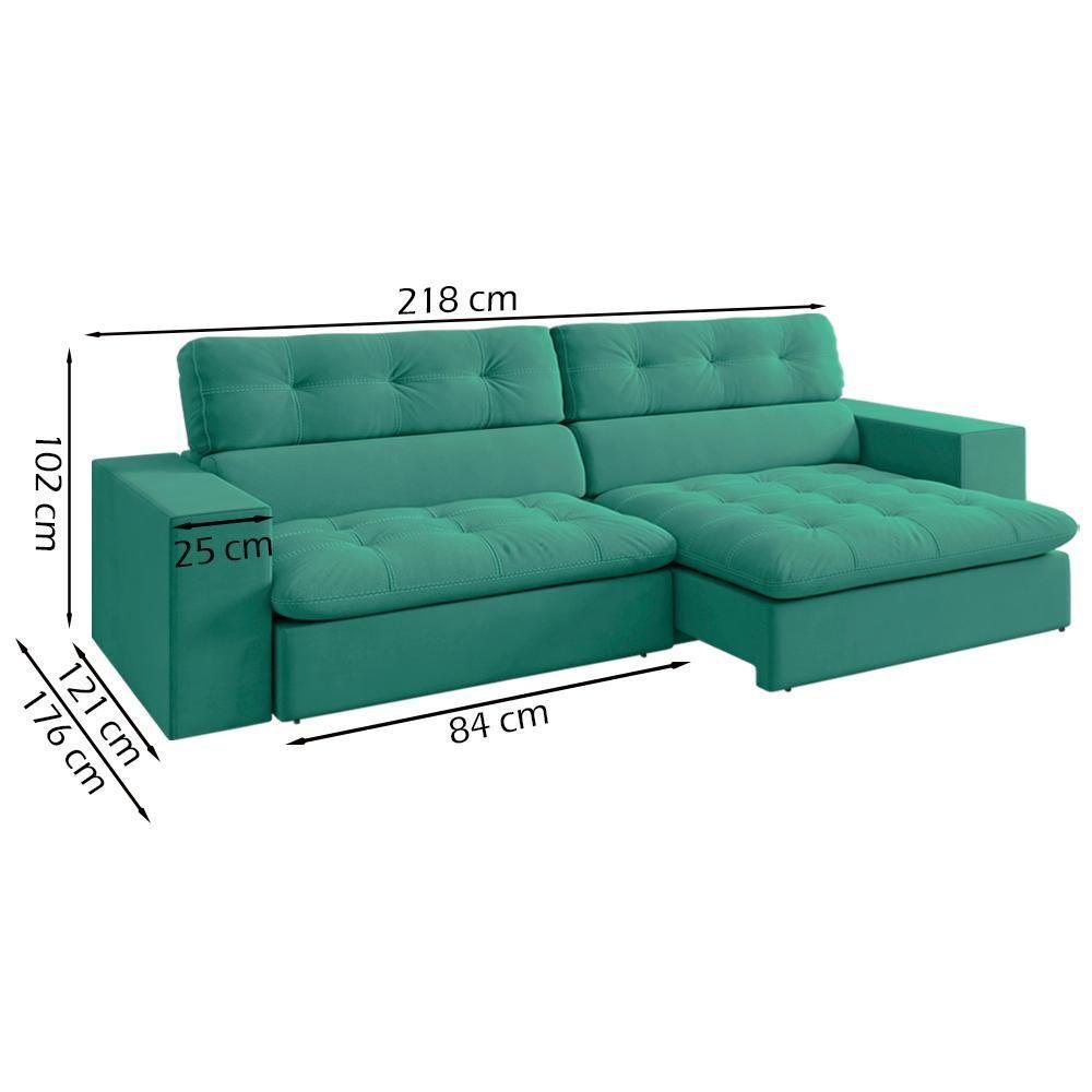 Sofa Retratil E Reclinavel 3 Lugares 218 Cm Eldorado Sl 946 Veludo Moll Sl 946 - 8