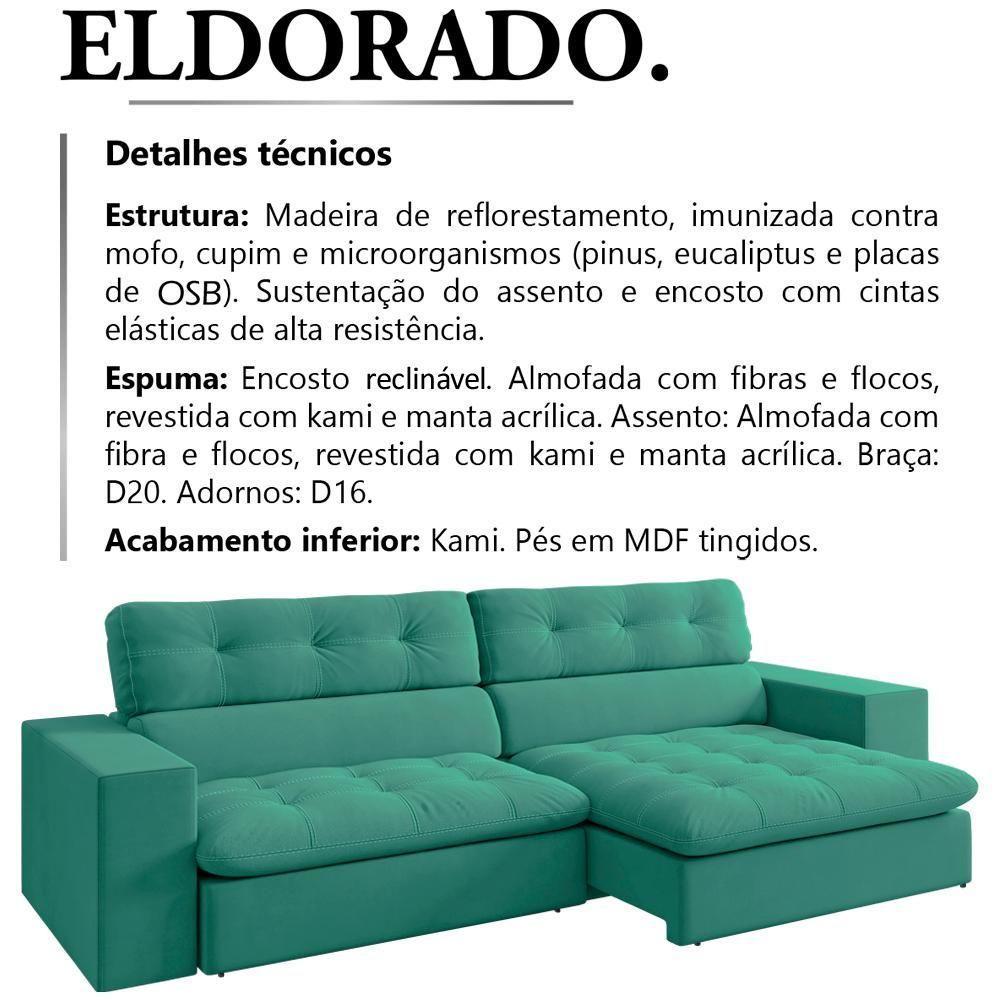 Sofa Retratil E Reclinavel 3 Lugares 218 Cm Eldorado Sl 946 Veludo Moll Sl 946 - 9