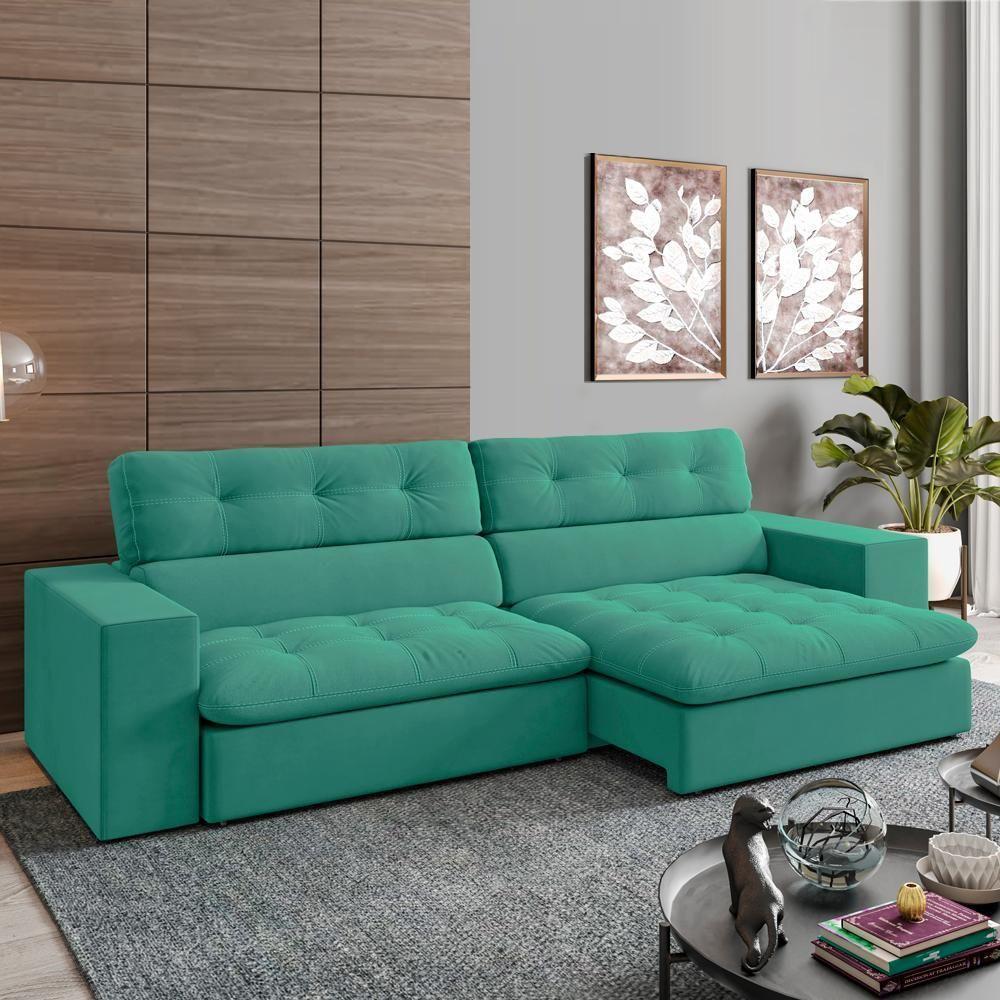 Sofa Retratil E Reclinavel 3 Lugares 218 Cm Eldorado Sl 946 Veludo Moll Sl 946 - 10