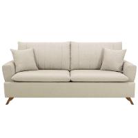 Sofá 180Cm 3 Lugares Com Almofadas Pés Curvos Veras Linho D05 Cru - Mpozenato - 1