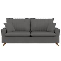Sofá 180Cm 3 Lugares Com Almofadas Pés Curvos Veras Suede D05 Cinza - Mpozenato - 1