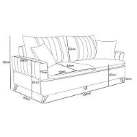 Sofá 180Cm 3 Lugares Com Almofadas Pés Curvos Veras Suede D05 Cinza - Mpozenato - 6