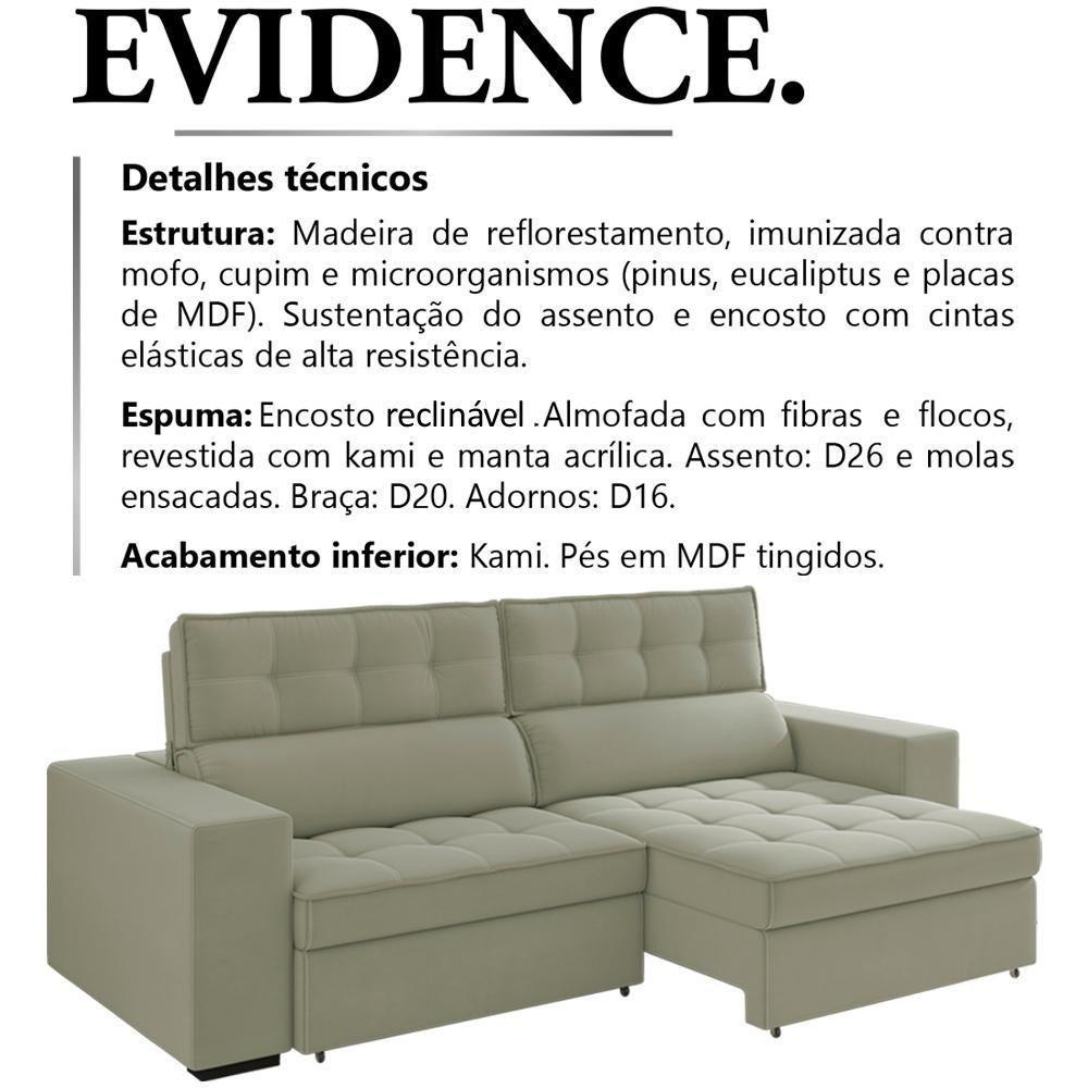Sofa Retratil E Reclinavel 3 Lugares 218 Cm Evidence Sl 940 Veludo Moll Sl 940 - 9