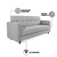 Sofá 03 Lugares Arezzo Suede Pés Chanfrado Marrom - D'rossi Cor Cinza