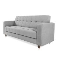 Sofá 03 Lugares Arezzo Suede Pés Chanfrado Marrom - D'rossi Cor Cinza - 5