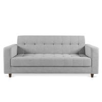 Sofá 03 Lugares Arezzo Suede Pés Chanfrado Marrom - D'rossi Cor Cinza - 7