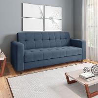 Sofá 03 Lugares Arezzo Suede Pés Chanfrado Marrom - D'rossi Cor Azul Marinho - 8