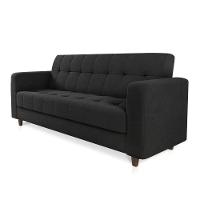 Sofá 03 Lugares Arezzo Suede Preto Pés Chanfrado Tabaco - D'rossi - 5