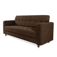 Sofá 03 Lugares Arezzo Suede Marrom Pés Chanfrado Tabaco - D'rossi - 9