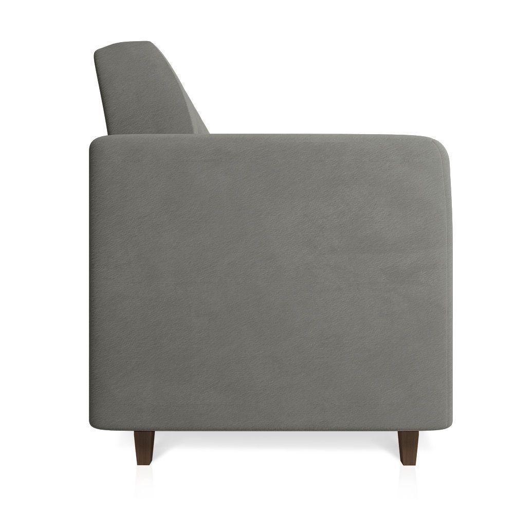 Sofá 03 Lugares Arezzo Suede Grafite Pés Chanfrado Marrom - D'rossi - 6