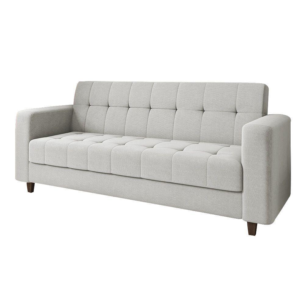 Sofá 03 Lugares Arezzo Linho Pés Chanfrado Tabaco - D'rossi Cor A05 Cinza - 4